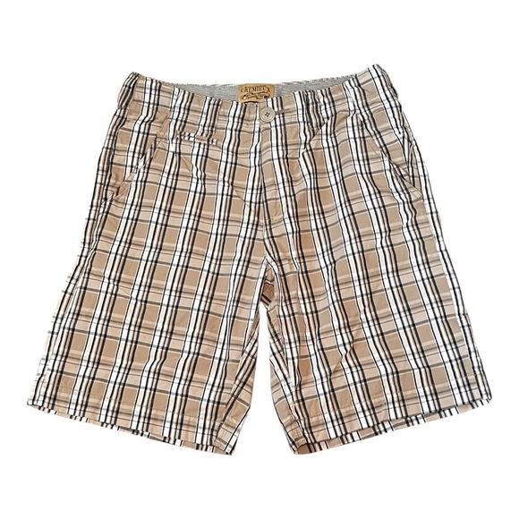 Cremieux Chino Flat Front Men's Plaid Tan Shorts Sz 30 - Picture 1 of 3